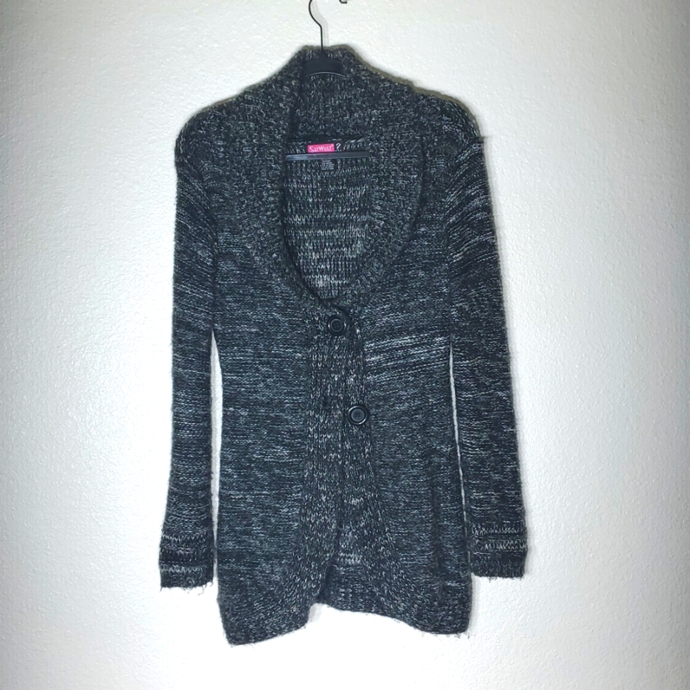 SayWhat Ladies Knitted Medium 2 Button Sweater